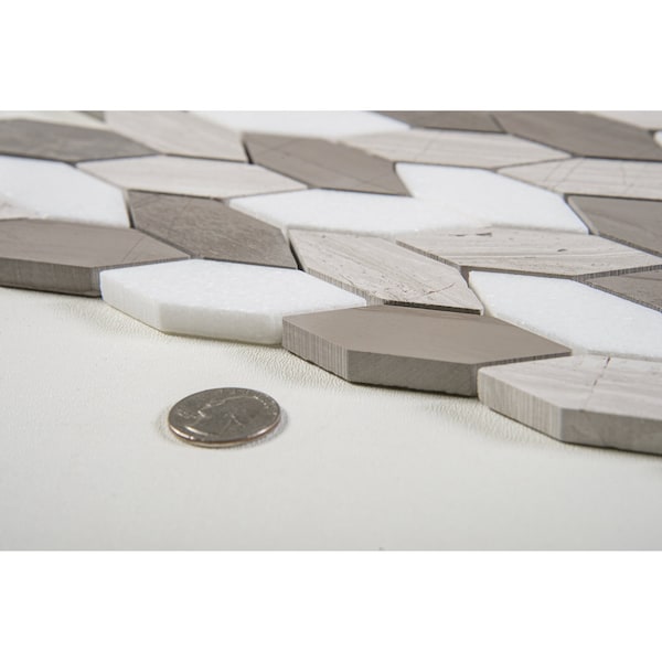 SAMPLE Channing Elongated Hex 1 X 25 Marble Honeycomb Mosaic Wall  Floor Tile